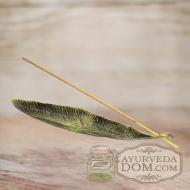 Подставка под благовония Лист силумин цвет - антик зеленый