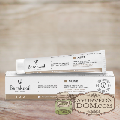 Зубная паста Barakaoil PURE 100 гр с натуральным ополаскивателем