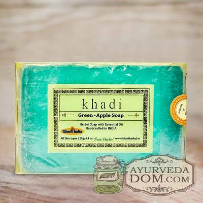 Мыло Кхади «Зелёное яблоко» (Khadi green apple soap) 125г