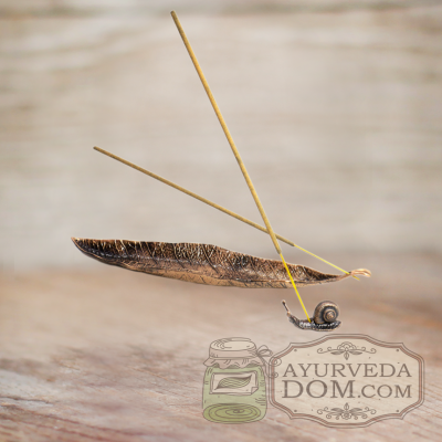 Подставки под благовония Древний Лист и Улитка силумин комплект цвет - медь